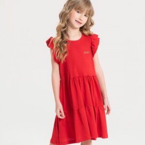 Vestido Infantil Verão Feminino Três Marias - Vermelho
