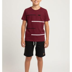 Conjunto Infantil Premium Verão Masculino Linhas - Bordo