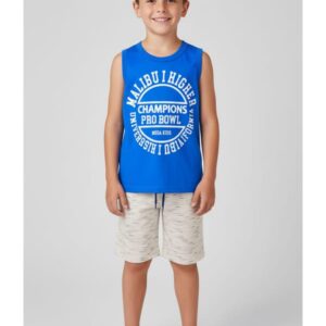 Conjunto Infantil Verão Masculino Regata Malibu - Royal