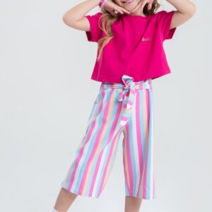 Conjunto Infantil Verão Feminino Pantalona Faella - Pink
