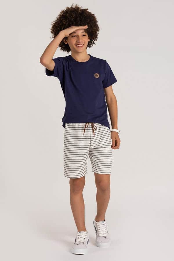 Conjunto Infantil Verão Premium Masculino Plaquinha Coroa Mega Kids